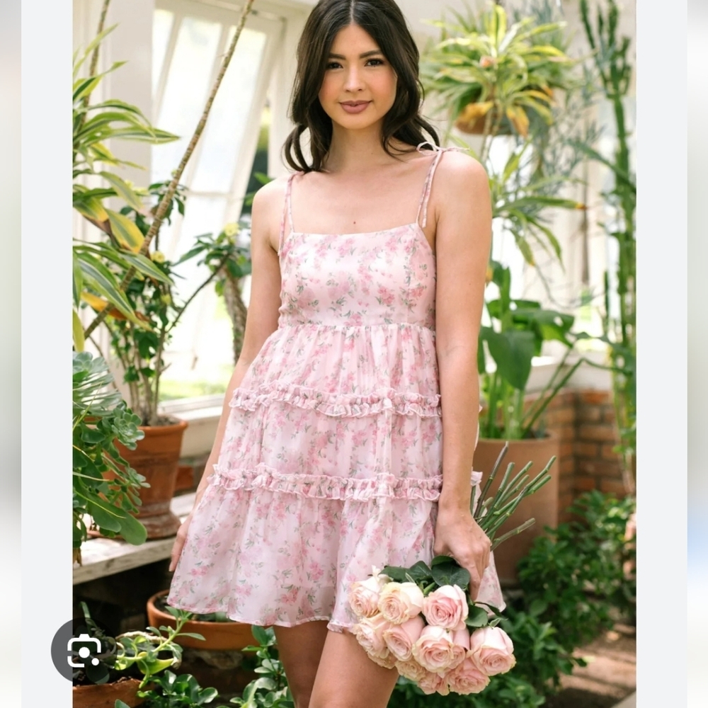 Lush Pink Floral Mini Dress